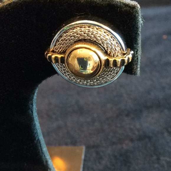 Silver and Gold French Clip Earrings - Picture 2 of 4